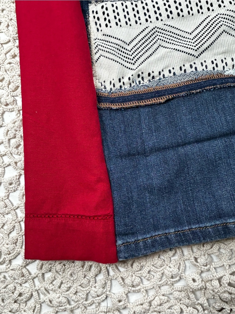 You Are Loved Bohemian Patchwork Jeans | Handmade Wearable Art | 14 - Picture 7 of 16